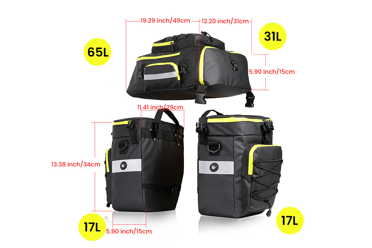 Rhinowalk 65L Ebike Bag 3-in-1 Pannier Bag Set