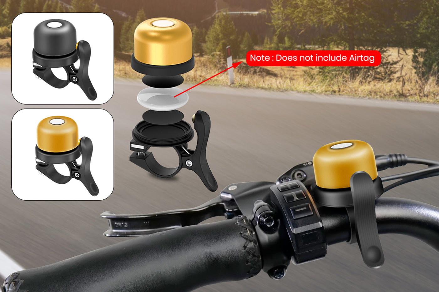 Bike Bell for Apple AirTag Hidden Bike Mount, Bike AirTag Holder