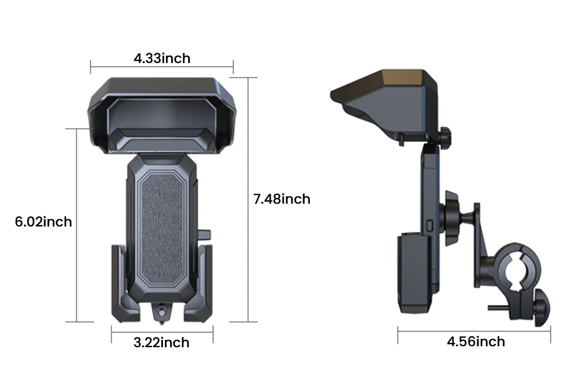 Bike Phone Mount Holder with Rain & Shade Shield, 360° Rotation Adjustable Handlebar Cell Phone Clamp